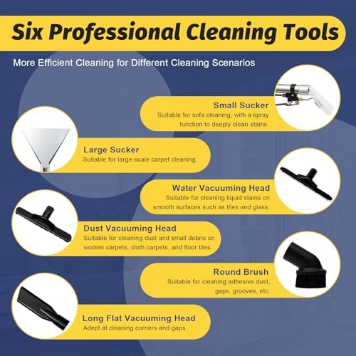 110V 40L Carpet Cleaner Machine Deep Cleaner, Commercial Carpet Cleaning Machine with Water Vacuuming Head&Round Brush, Portable Wet Dry Curtain Fabric Dust Cleaner for Hotels, Guest Houses - Image 4