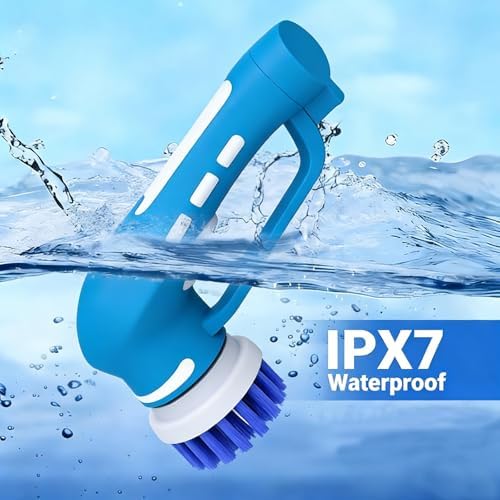 Cordless Electric Spin Scrubber with 6 Brush Heads & 2 Rechargeable Batteries, Power Scrubber for Shower Tile Grout Tub Bathroom Cleaning, IPX7 Waterproof Handheld Scrubber - Image 5