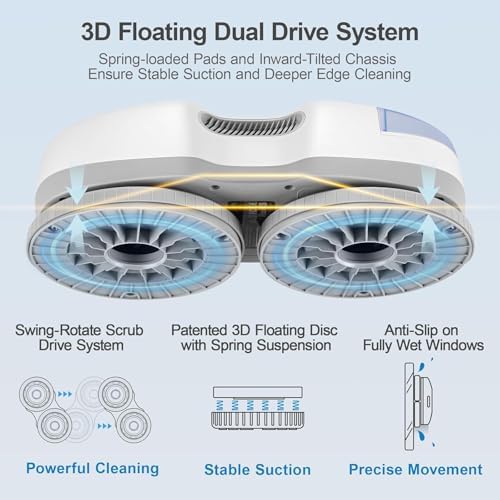 HUTT S7 Window Cleaning Robot, 6500Pa Suction, 3D Floating Chassis, HydroJet Water Spray 80ml Tank, Multiple Safety Systems, SLAM 4.0 Navigation, 8 x Cloths, All-in-One Storage Box - Image 2