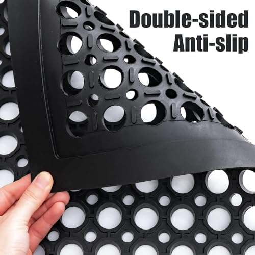 Anti Fatigue Rubber Mats - 2 Pack Restaurant Kitchen Non-Slip Bar Floor Entry Door Drainage Mats - Indoor/Outdoor Use - 36 x 60 Inches - Image 6