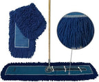 Industrial Dust Mop Kit – Includes 60 Inch Blue Twisted Closed Loop Mop Head, Wood Handle, and Heavy-Duty Wire Frame – Commercial Grade for Janitorial & Facility Cleaning by Direct+Mop+Sales