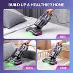Mattress Vacuum Cleaner, 20KPa Suction, UV-C Light, 140°F Heated Air, 30000 RPM Brushroll, Ultrasonic Technology, HEPA Filter, 500W Corded Bed Vacuum for Mattress & Sofa - Image 7