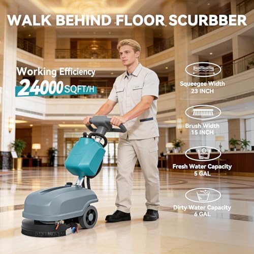 15" Walk Behind Floor Scrubber Machine, 23" Squeegee - Image 2