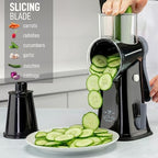 Zulay Kitchen Rotary Cheese Grater 5 Blade Cheese Shredder - Manual Hand Crank Cheese Grater With Reinforced Suction & 5 Interchangeable Drums - Easy to Use, Vegetable Chopper Round Mandoline Slicer - Image 5