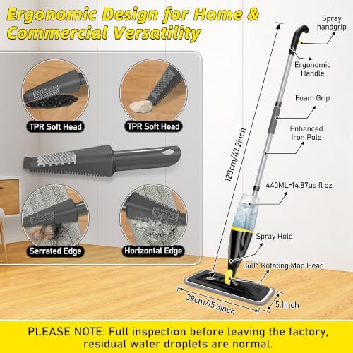 Hardwood Floor Mops for Floors Cleaning: Spray Mops Wet Dust Mop Refillable - Image 5