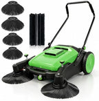 43" Walk-Behind Hand Push Floor Sweeper Machine(Green) by KARHDIR