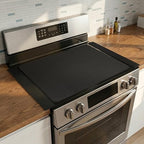 Silicone Stove Gap Covers with Stainless Steel, Oven Gap Filler Seals Gaps Between Stovetop and Counter, Stove Gap Guards Range Trim Kit, Easy to Clean Stove Gap Guard (Black 2 Pack,21" with mat) - Image 3