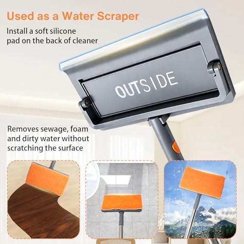 Ceiling Fan Cleaner Duster, 3-in-1 Fan Duster Cleaning Tool with 81'' Extendable Long Handle, Removable Chenille & Microfiber Mop Head Cleaner for Ceiling Fan Blade, Baseboard, Wall, Floor, Window - Image 5