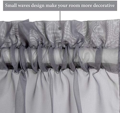 MIULEE Dark Grey 40 x 72 Inches Sidelight Sheer Curtains for French Door - Image 4