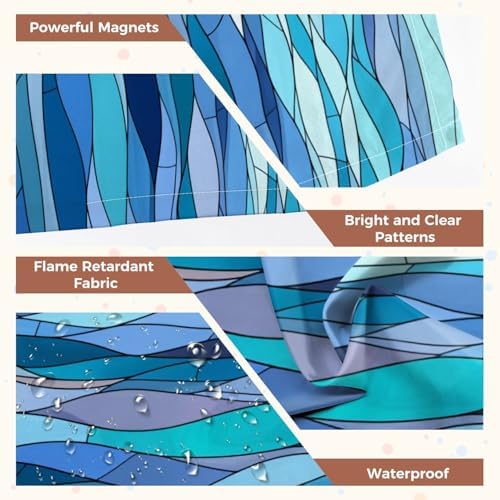 6 Pcs Fluorescent Light Covers for Ceiling Lights Abstract stylized wave sky like stained glass window Magnetic Decorative Shade Filters 4x2 ft for Classroom Office Hospital Decor - Image 4