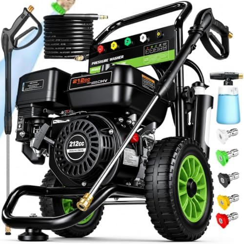 4200PSI 4.0GPM Gas Pressure Washer, Heavy Duty Power Washer, Commercial Gas Powered Pressure Washer for Driveways, Cars, Decks, Patios, Siding and Outdoor Cleaning (Dark Black) by Steupoek