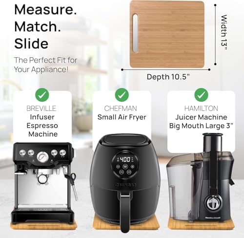 Ibyx Appliance Slider, Sliding Tray for Coffee Maker, 13x10.5 in, Natural - Image 5