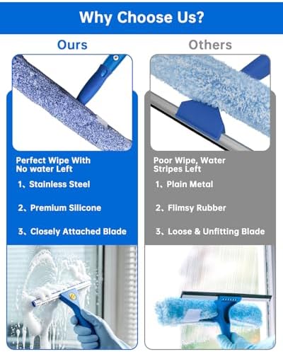 Window Cleaning Kit with Storage Bucket, Squeegee Cleaner Tool with Extension Pole, Glass Cleaning Tools Set with Spray Bottle, Brush, Scrubber, Gap Brush & Gloves for Window Shower Mirror Car - Image 5