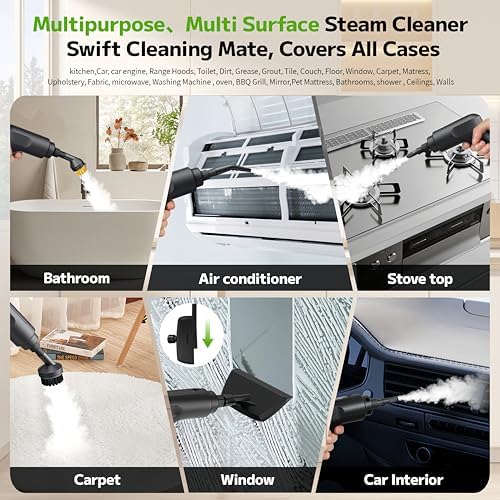 Portable Steam Cleaner for Home and Car, 15s Heat-Up, 15Pcs Accessories - Image 4