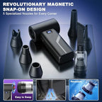 2-in-1 Vacuum and Blower, 110,000 RPM Compressed Air Duster, 160g Powerful Jet Dry Blower, Smart LED Display & Magnetic Nozzles, Cordless Air Duster for PC Cleaning Kit, Keyboard, Car Detailing - Image 4