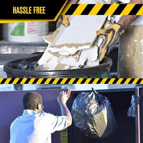Ultrasac Contractor Trash Bags - (50 Pack/w Ties) - Heavy Duty 3 MIL Thick, 39" x 32", Shorter 33 Gallon Black Version - for Industrial, Commercial, Professional, Construction, Lawn, Leaf, and More - Image 3