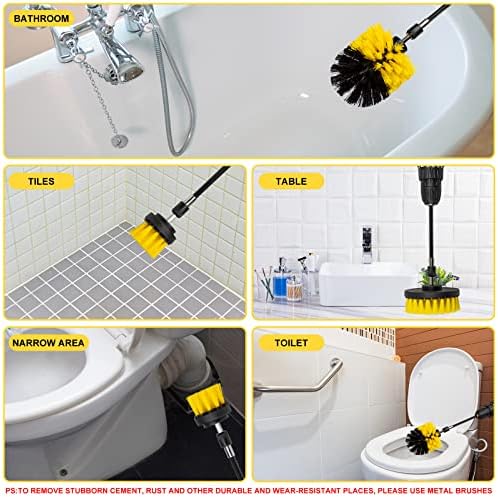Drill Brush Attachment Set - 4 Piece Cleaning Kit for Bathroom Surfaces, Grout, Floor, Tub, Shower, Tile, Kitchen and Car - Electric Multi-Purpose Scrubber - Image 5