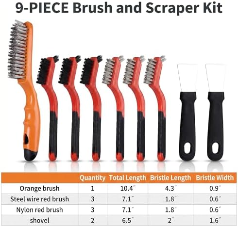 Wire Brush Set 9PCS - Heavy Duty Steel Metal Brush for Rust Removal - Image 6