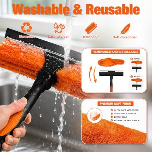 LAANPOLE 20FT Window Squeegee with Extension Pole, 2-in-1 Squeegee for Window Cleaning, Professional Cleaning Kit for Home with 12FT Telescoping Pole for Outdoor Indoor Use - Image 3