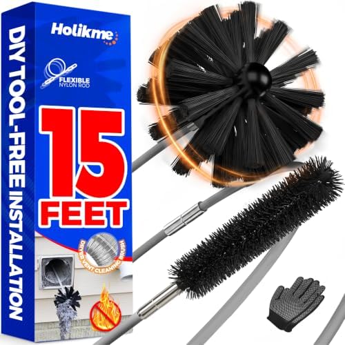 Holikme Dryer Vent Cleaner Kit - 15Ft Flexible Lint Brush for Deep Cleaning by Holikme