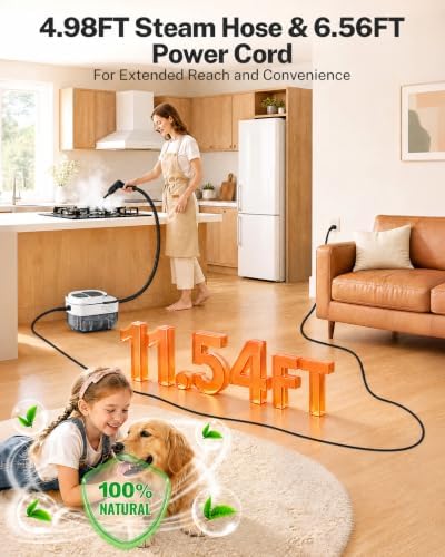 Steam Cleaner for Home, 1.6L Tank, 3 Steam Levels, 15s Fast Heat-Up (White-Gray) - Image 4