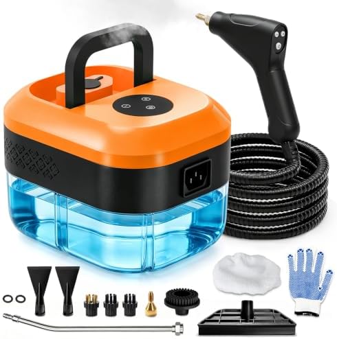 Handheld Steam Cleaner 1500W, 6-Level Adjustable (orange) by Unknown