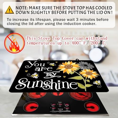 Sunflowers Stove Top Covers for Electric Stove, You Are My Sunshine Stove Cover Non-Stick Kitchen Pad for Mother Day Gift for Wife Mom, Gas stovetop cover Cooktop Mat Keep Stove Clean Black - Image 7