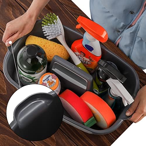 TOPZEA 2 Pack Cleaning Supplies Caddy, Large Plastic Cleaning Supply Organizer Bin with Handle, Cleaning Bucket Housekeeping Shower Tote Caddy Under Sink Tool Storage Basket for Dorm, Garden, Bathroom - Image 4