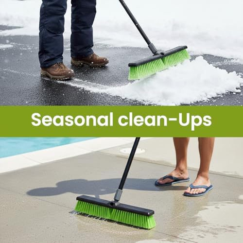 18” Indoor Shop and Garage Push Boom with Soft Bristles, Heavy Duty Brush Broom with 59” Long Handle for Commercial & Residental Floor Cleaning Sweeping - Image 4