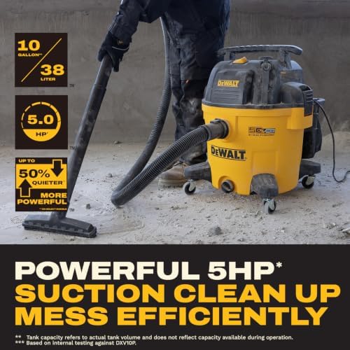 DEWALT Stealthsonic 10 Gallon 5HP Quiet Shop Vacuum Wet and Dry, DXV10P-QTA - Image 4
