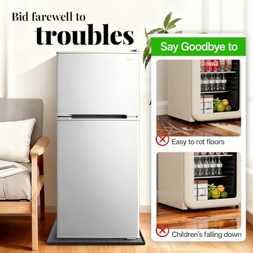 Mini Fridge Silicone Mat with Four Base Raisers,23.6"x23.6"x0.5" Under Refrigerator Mat, Mini Fridge Drip Pan Prevent Water Leakage,Floor Damage,Protect Mat for Small Fridge,Refrigerator,Freezer-Black - Image 5