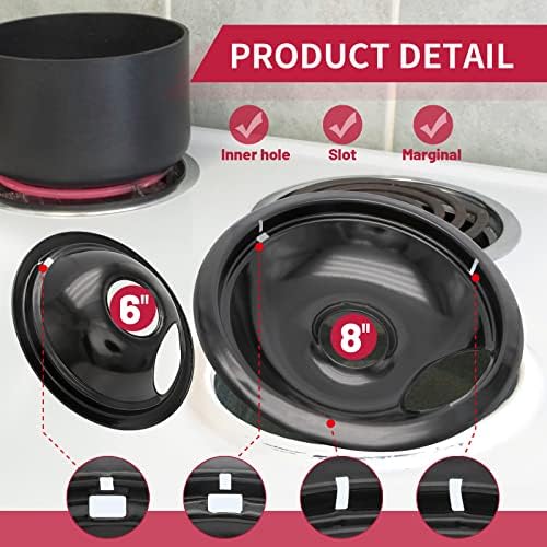 Stove Drip Pan for Electric Stove Top, Compatible with Frigidaire 10% Energy Save by Enamel Spraying Prevent Bending and Rust Includes a Set of 4 Oven Burner Drip Pans, Black - Image 2