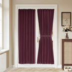 Vatge Self Adhesive Burgundy Red French Door Curtains - No Drill Rodless Blackout Panels for Sliding Glass Doors, 1 Panel, W36 x L72, Burgundy by Vatge