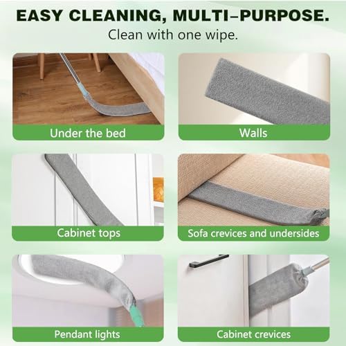 Retractable Gap Dust Cleaning Artifact, Extendable Duster Cleaning Tool with Bendable & Removable Head, Reusable Washable Dusting Wand for Home, Ceiling, Blinds & Under Furniture - Image 3