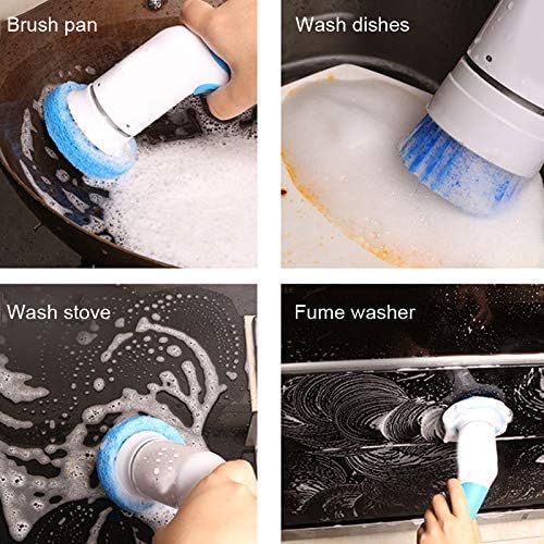 AUSUKY Handheld Cordless Electric Dish Scrubber Brush Power Bathroom Tile Floor Shower Kitchen Cleaner, White, 25cm - Image 4