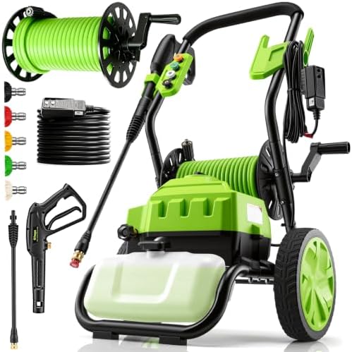 MAX 4800PSI 10" Wheels Electric Pressure Washer, 3LFoam Bottle Professional by SOORAITON