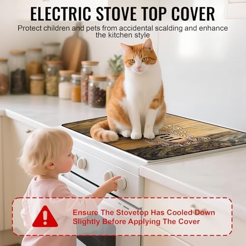 NYZE Electric Stove Top Cover, Cooktop Protector for Extra Counter Space, Heat Resistant & Non-Slip Kitchen Mat - Rustic Wood Grateful, 28" x 20" - Image 6