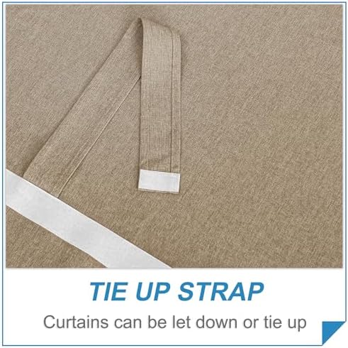 RYB HOME Linen Blended French Door Curtain, Shades Pull Down for Glass Door - Image 4