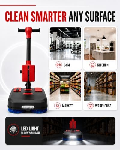 17" Commercial Floor Scrubber Machine Cordless with LED Light - Image 4