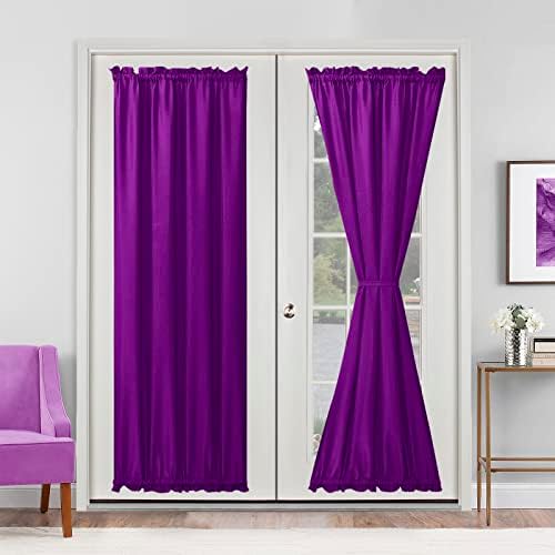Hiasan French Door Curtains Privacy, Royal Purple, 24W x 72L, 1 Panel by Hiasan