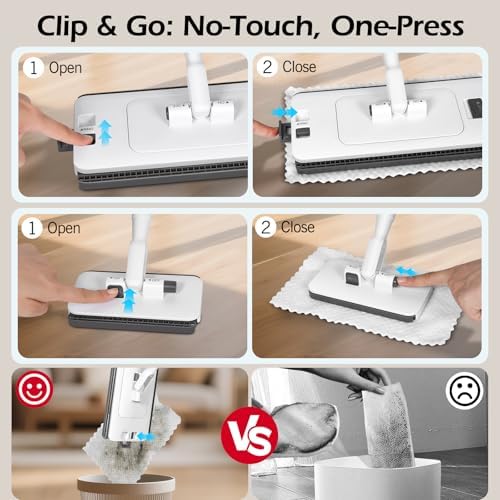 2-in-1 Hands Free Flat Mop,Disposable Dust Mop with 47" Long Handle - Image 5