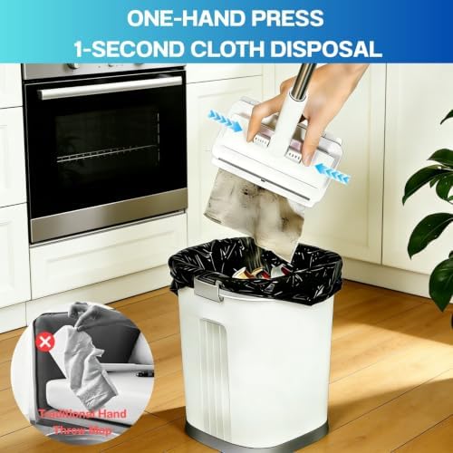 Mini Mop, Hands-Free One-Touch Pad Release, 360° Rotating Head - Image 6