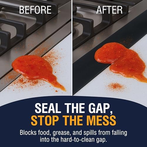 Extra Long Silicone Stove Gap Cover - Heat Resistant and Easy to Clean Stovetop Cooktop Counter Gap Filler Seal Between Stove and Counter, Kitchen Range Oven Top Crumb Catcher (25 Inch, 2 Pack, Black) - Image 6