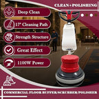 Commercial Industrial Floor Scrubber Polisher 17" Heavy Duty Hardwood Carpet Buffer Machine 1100W Multi-Surface Cleaning Waxing Polishing for Wood, Tile, Epoxy, Marble Floors 110V - Image 2