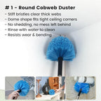 Ceiling Fan Duster Kit 5-in-1 – Screw-On Cobweb Duster, Squeegee & Microfiber Heads – Washable Bendable – Fits Standard 3/4" Threaded Extension Pole – House Cleaning Kit, Blue - Image 3