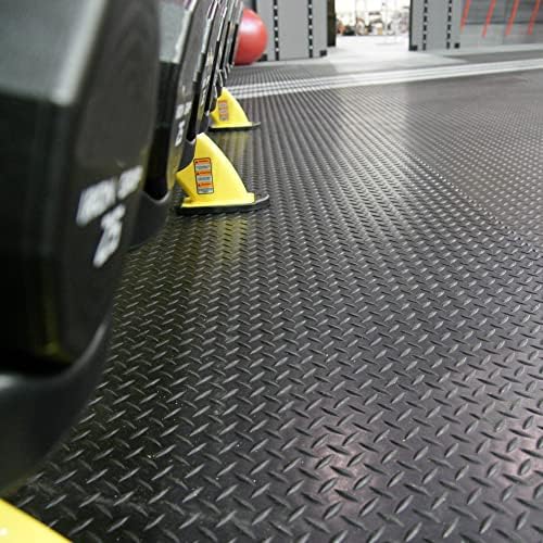 Rubber-Cal Diamond-Plate Rubber Flooring Roll - 3 mm x 4 ft x 2 ft Roll - Black - Image 7