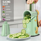 Rotary Cheese Grater Manual Hand Crank 5 Blade Shredder, Sea Foam & Gold - Image 5
