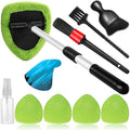 Qydipclin 10pcs Windshield Cleaner Tool, Car Window Cleaning Wash Kit with 4 Reusable Microfiber Pads 1 Spray Bottle and Extendable Handle Auto Glass Wiper Kit, Green by Qydipclin