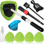 Qydipclin 10pcs Windshield Cleaner Tool, Car Window Cleaning Wash Kit with 4 Reusable Microfiber Pads 1 Spray Bottle and Extendable Handle Auto Glass Wiper Kit, Green by Qydipclin