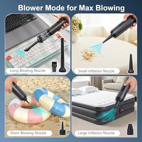 Car Vacuum Portable Cordless, 17000Pa 2 in 1 Vacuum Cleaner&Air Duster, 100W Brushless Motor Handheld Vacuum Cordless with 6000mAh Battery, Multi-Nozzles for Car, Home, Office, Pet - Image 4